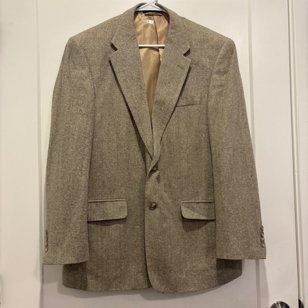 Bert Pulitzer Mens 100% Silk Blazer Sport Coat Tan Brown Textured 42R 42 Regular